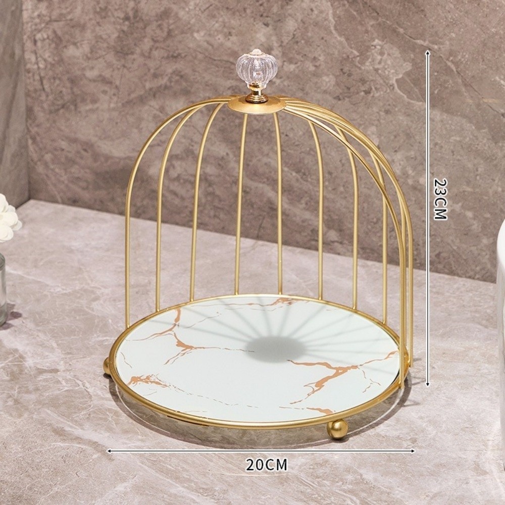 Kệ đựng mỹ phẩm AMBU, Kệ đựng đồ trang điểm hai lớp Iron Art, Bàn trang điểm sang trọng Hộp đựng lồng chim dung tích lớn Dụng cụ trang điểm