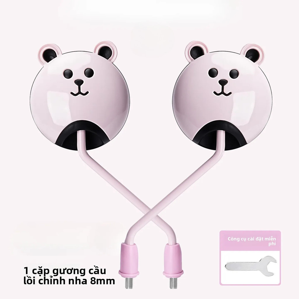 Gương xe máy gấu đáng yêu 1 cặp (8Li) Gương HD Có thể xoay 360 độ -phụ kiện xe cute Chất liệu cao cấp mịn màng - Gương xe máy điện
