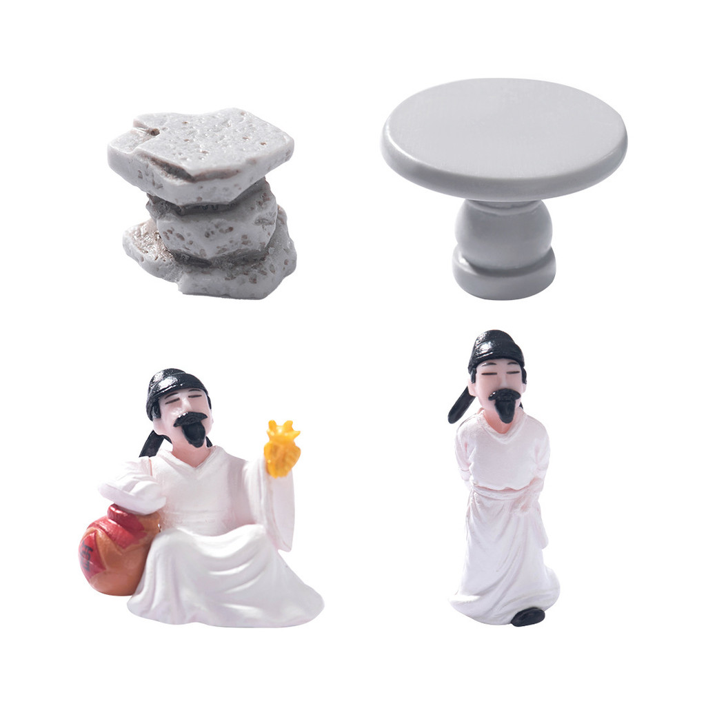Bàn đá và ghế Li Bai DIY Làm vườn cảnh quan Trang trí Phụ kiện Đồ trang trí thu nhỏ