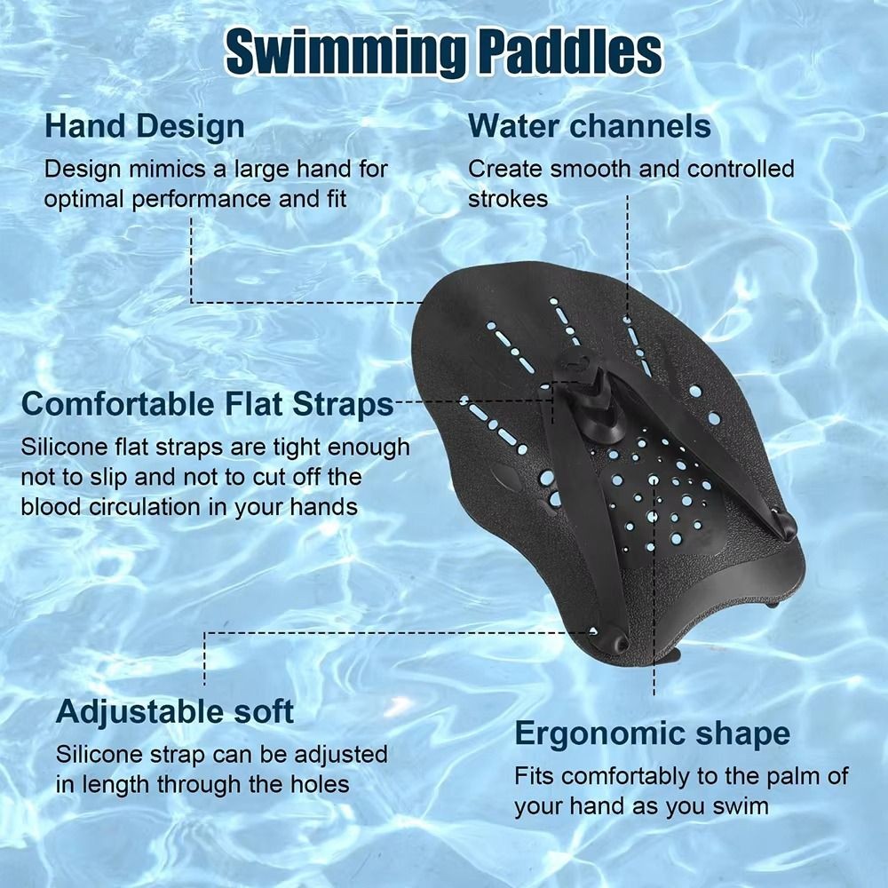 FAVORITEGOODS 1 Cặp Mái Chèo Bơi, Có Dây Đeo Silicon Trẻ Em / Người Lớn Bơi Ếch Mái Chèo, Tự Do Có Thể Điều Chỉnh Vây Tay Flippers Huấn Luyện Bơi