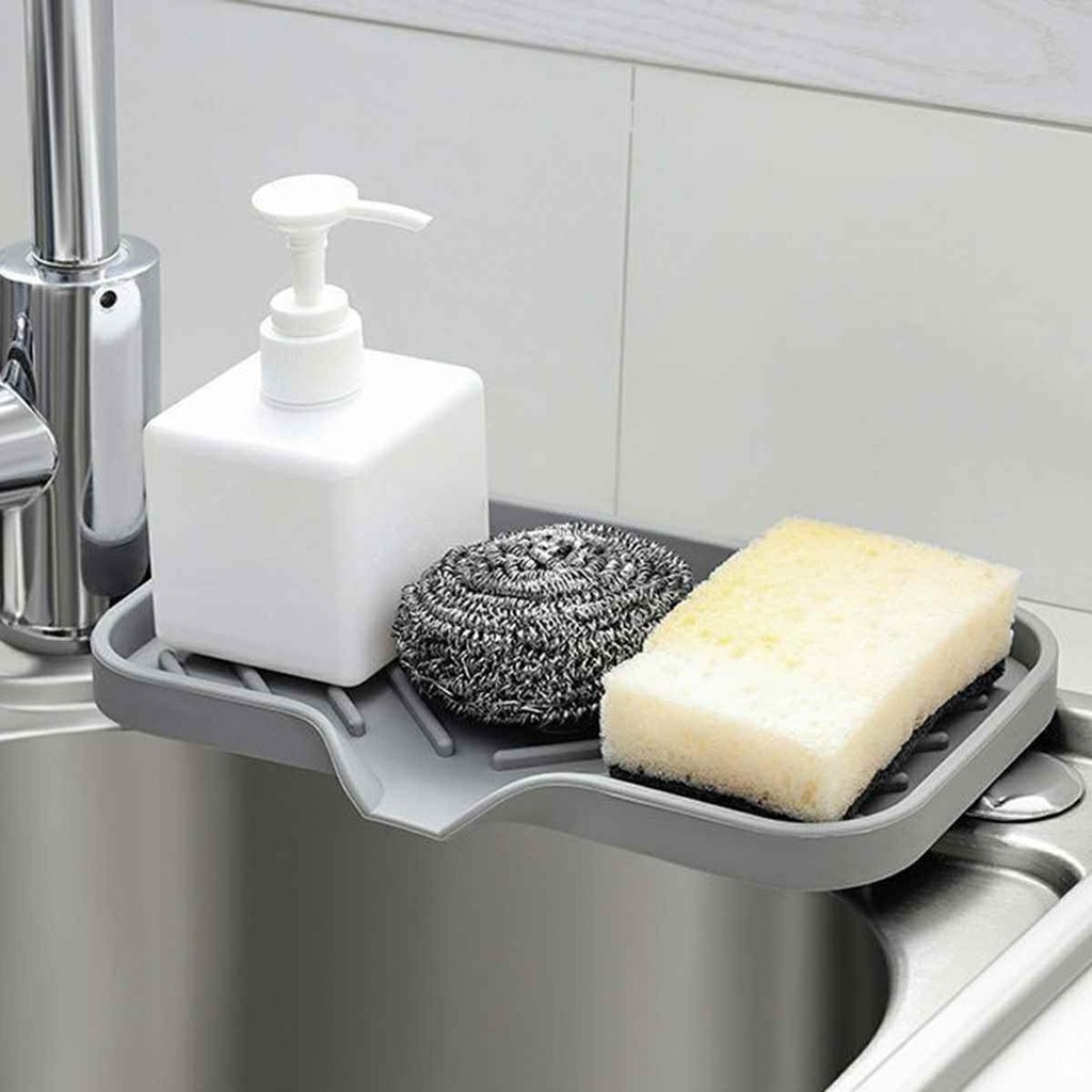 Giá đỡ lưu trữ bọt biển, Khay tự thoát nước Nhà tổ chức bồn rửa Khay silicon, Mặt bàn bền bỉ Bồn rửa xà phòng Tiện-FE123