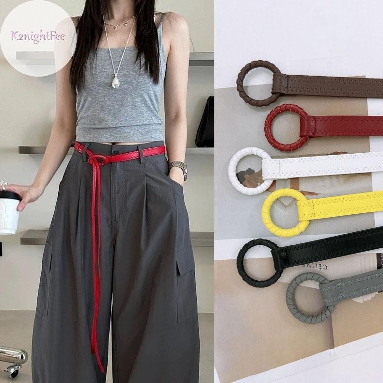 K2nightFee Lỗ Vintage Dây Da Màu Trơn Vintage Trang Trí Thắt Lưng Mỏng Đầm VN