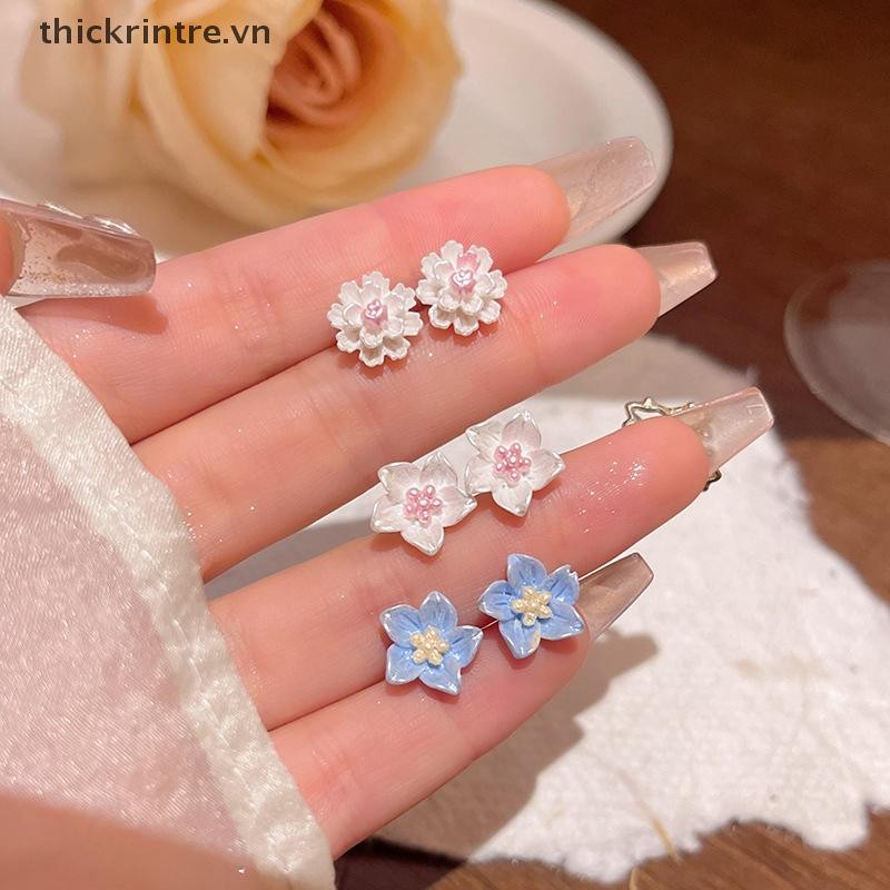 THI Bông Tai Hoa Nhựa Tươi Nhỏ Cho Nữ Bông Tai Thời Trang Đơn Giản Bông Tai Trang Sức Dễ Thương Quà Tặng VN