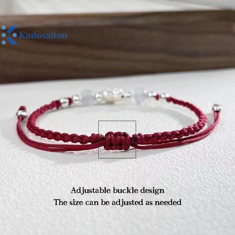 Kudosation Retro Phong Cách Trung Hoa Có Thể Điều Chỉnh Handmade Bím Vòng Tay Cho Nữ Cô Gái Thời Trang Hoa Sen Đính Hạt Vòng Tay Trang Sức Quà Tặng