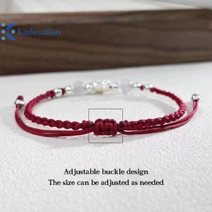 Kudosation Retro Phong Cách Trung Hoa Có Thể Điều Chỉnh Handmade Bím Vòng Tay Cho Nữ Cô Gái Thời Trang Hoa Sen Đính Hạt Vòng Tay Trang Sức Quà Tặng