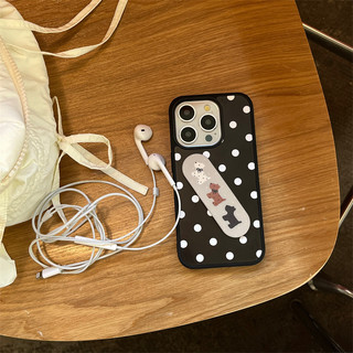 Chấm bi đen + chân đế chó con cho iphone17 17air 17promax 16promax 15promax 14 / 13 / 15 / 16pro iphone13 vỏ TPU iphone mới chống bụi