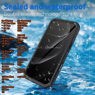 ốp lưng chống nước 17 Pro Max Ốp điện thoại chống nước IP68 cho iPhone 17 Air 16e 16 ProMax 15 14 Plus 13 12 Pro Max Bảo vệ toàn diện Vỏ điện thoại lặn dưới nước cho Samsung S25 Edge S24 Ul