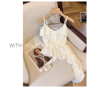 Milyfashion Quần Áo Nữ Mỹ Xù Không Đều Nhỏ, Kiểu Slinky Short Sleeve