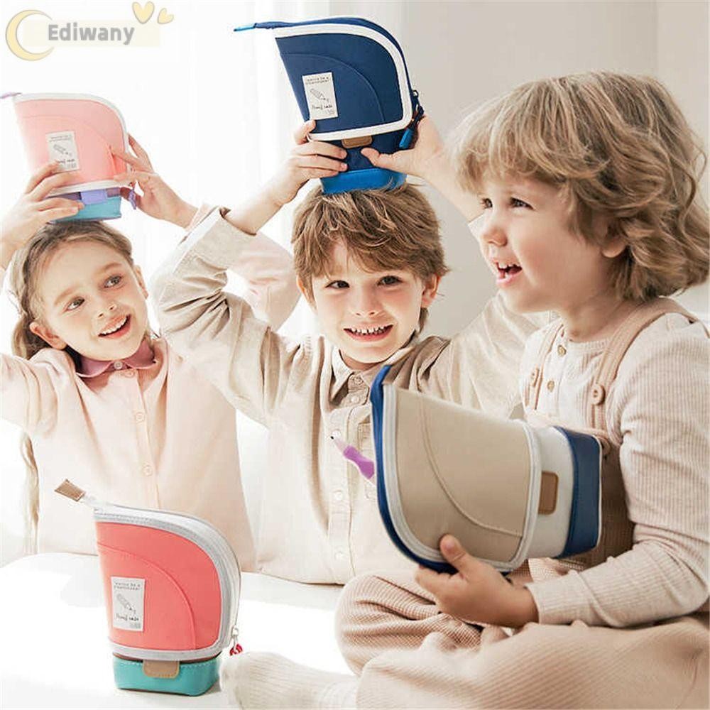 Túi đựng bút chì có thể thu vào EDIWANY, Bút chì đứng đứng đứng 2 trong 1, Hộp đựng bút di động dễ thương Đồ dùng học tập