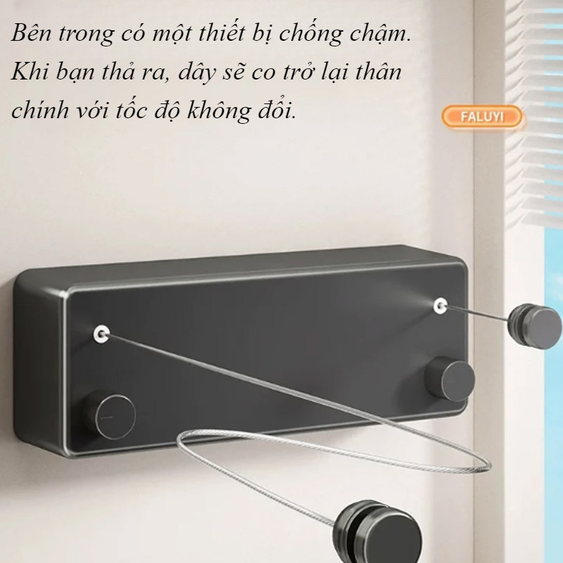 【SIÊU BỀN】Dây Phơi Quần Áo Rút Gọn 4.2m Inox 304 - Treo Phòng Tắm/Ban Công, Chống Gỉ