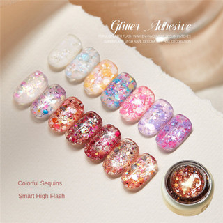 Baoshiman Sweet Girl Sequin Gel Móng Tay Siêu Flash Phong Cách Hàn Quốc Lớn Lấp Lánh Quang Trị Liệu Keo Móng Tay Nghệ Thuật Làm Móng Tay Cho Tiệm Làm Móng Tay