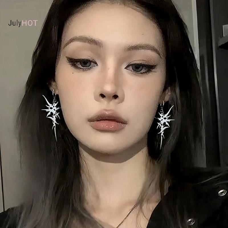 Bông tai hình học retro phong cách punk Y2K grunge, thẩm mỹ không đều với gai tòn ten, làm quà tặng thời trang dành cho nàng