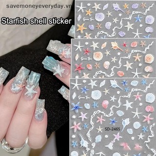 [savemoneyeveryday] Miếng dán móng tay sao biển Nhãn dán trang trí hình sao biển dễ thương cho móng tay DIY 5D Đề can làm móng tay mùa hè tự dính [vn]