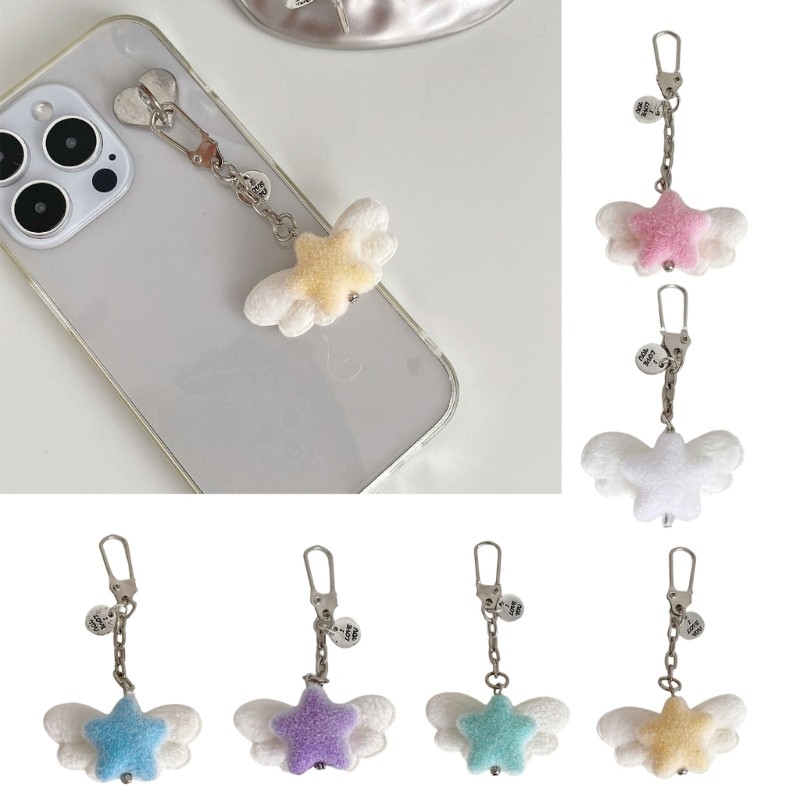 COO Chất Liệu Đổ Xô Ngôi Sao Móc Khóa Fuzzy Cánh Thiên Thần Trang Trí Thời Trang Thiết Thực Cho Học Sinh Cô Gái Bạn Bè