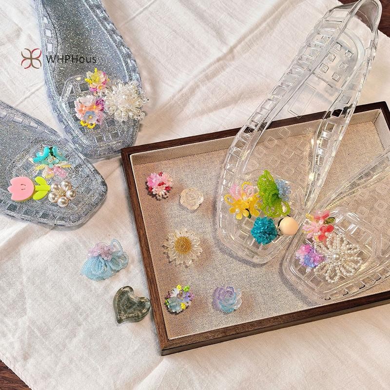 < WHPHous-t > Phụ kiện giày thạch đính cườm pha lê Dopamine Phụ kiện giày trang trí DIY Dép hoa Phụ kiện khóa giày