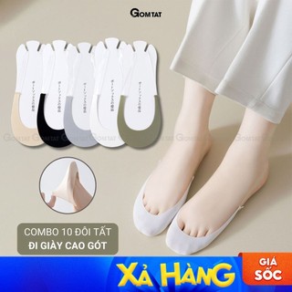 Combo 10 đôi tất đi giày cao gót nữ GOMTAT, chất liệu cotton êm chân khử mùi - CAOGOT-SUX-1102-CB10