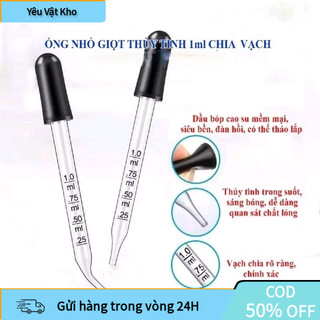 【COD】Ống Hút Nhỏ Giọt Thủy Tinh 1ml Đầu Thẳng / Cong Kèm Bóp Cao Su Hút Tinh Dầu