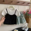 Thời Trang Mùa Hè Bé Gái Áo Thun Tay Ngắn Trẻ Em Khâu Bé Gái Thường Ngày Hàn Quốc Top