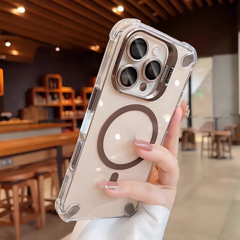 Giá đỡ bảo vệ Camera Vỏ điện thoại từ tính cho iPhone 17 Pro Max Air 16 13 14 15 pro max 16 plus Bảo vệ ống kính chống rơi Vỏ cứng bảo vệ điện thoại