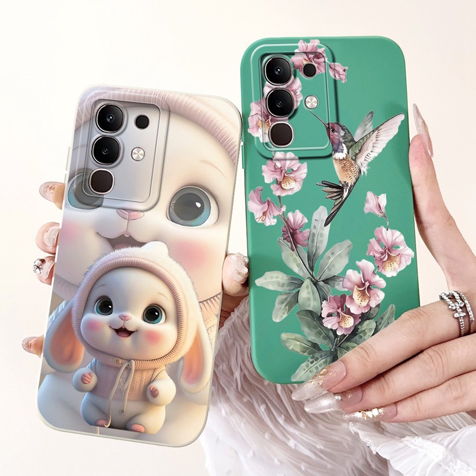 Ốp lưng Vivo iQOO Z10x V2445A Silicon Mèo Dễ Thương Thời Trang Bướm Hoa Yêu Sơn Bao iQOO Z10x Ốp Điện Thoại