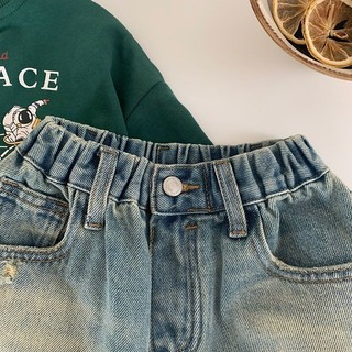 2025 Mới Quần Trẻ Em Quần Jean Mỏng Bé Trai Quần Short Bé Rách Quần Crop Quần Giữa