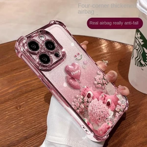 Ốp Thiết Kế Gấu Dâu Cho Iphone Ip15 15 Pro 15plus 15 Pro Max 16 16pro 16plus16promax 16e Vỏ Điện Thoại Mềm Chống Rơi Vỏ Bảo Vệ