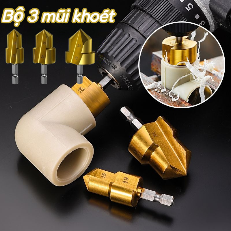 Bộ 3 mũi khoan khoét ống nhựa PPR,chuyên sửa ống nhựa bị hỏng khoan,Mũi khoan ống, Bộ 3 mũi khoan