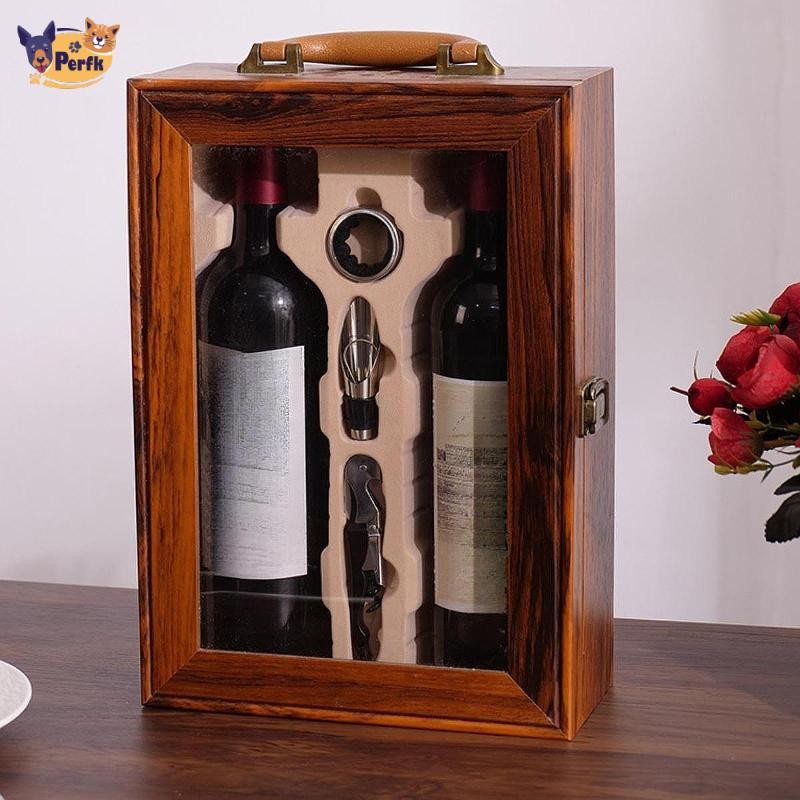 Hộp đựng rượu vang đôi Hộp đóng gói rượu vang bằng gỗ cho đám cưới thủ công DIY