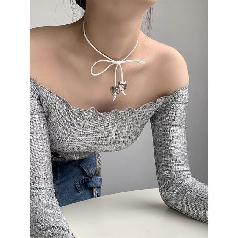 Vòng cổ thắt nơ hình trái tim đôi