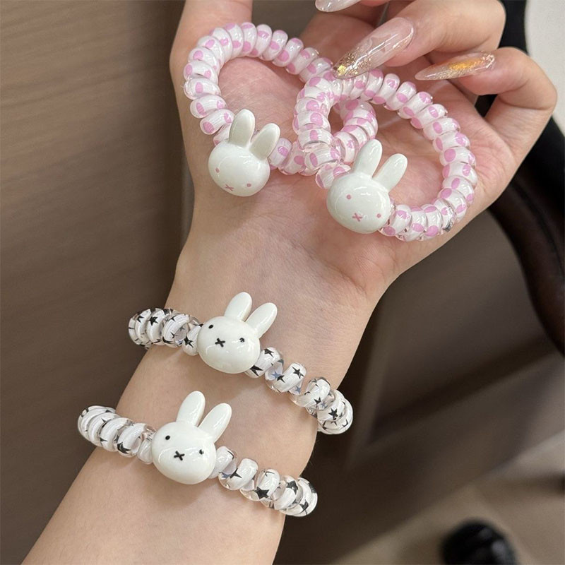 Dây điện thoại tóc Miffy thỏ dễ thương, cao đàn hồi bền, phụ kiện tóc đơn giản