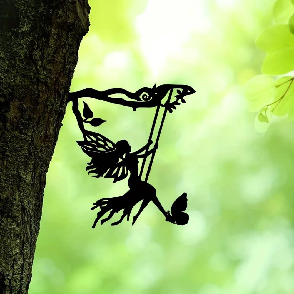 Swing Elf Metal Wall Art Decor cho sân vườn tại nhà Tượng ngoài trời