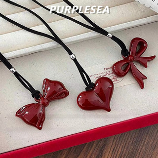 Vòng cổ Ankela đỏ nơ tình yêu, dây sáp đen điều chỉnh được, style Hàn Quốc