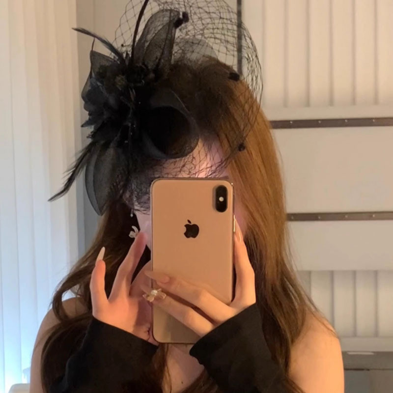 Mũ gạc nữ retro với veil, phù hợp cho cô dâu và trang phục Halloween