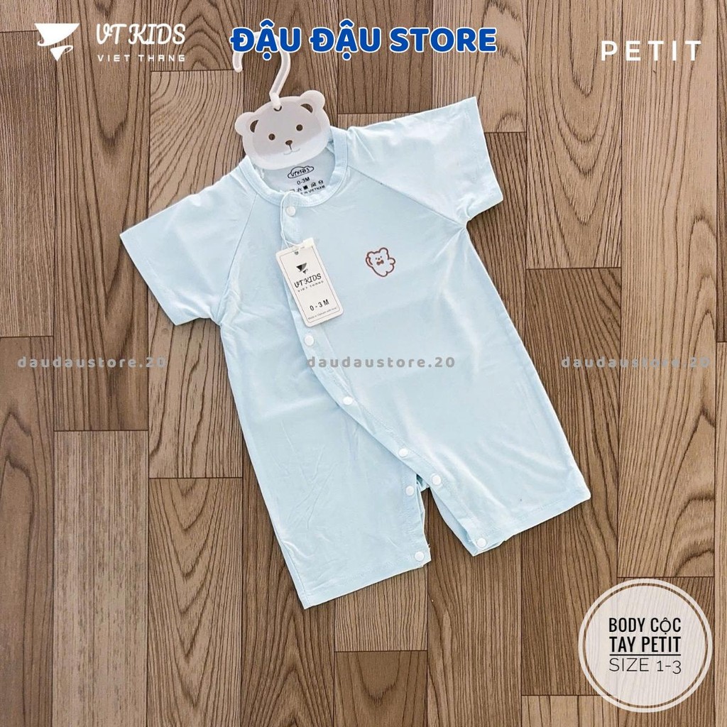 Set 2/3 Body Cộc Tay Thun Petit Màu VT Cúc Bấm Vạt Chéo Sơ Sinh mềm mịn cho bé trai bé gái 3-9kg VT-BDC07 Đậu Đậu Store