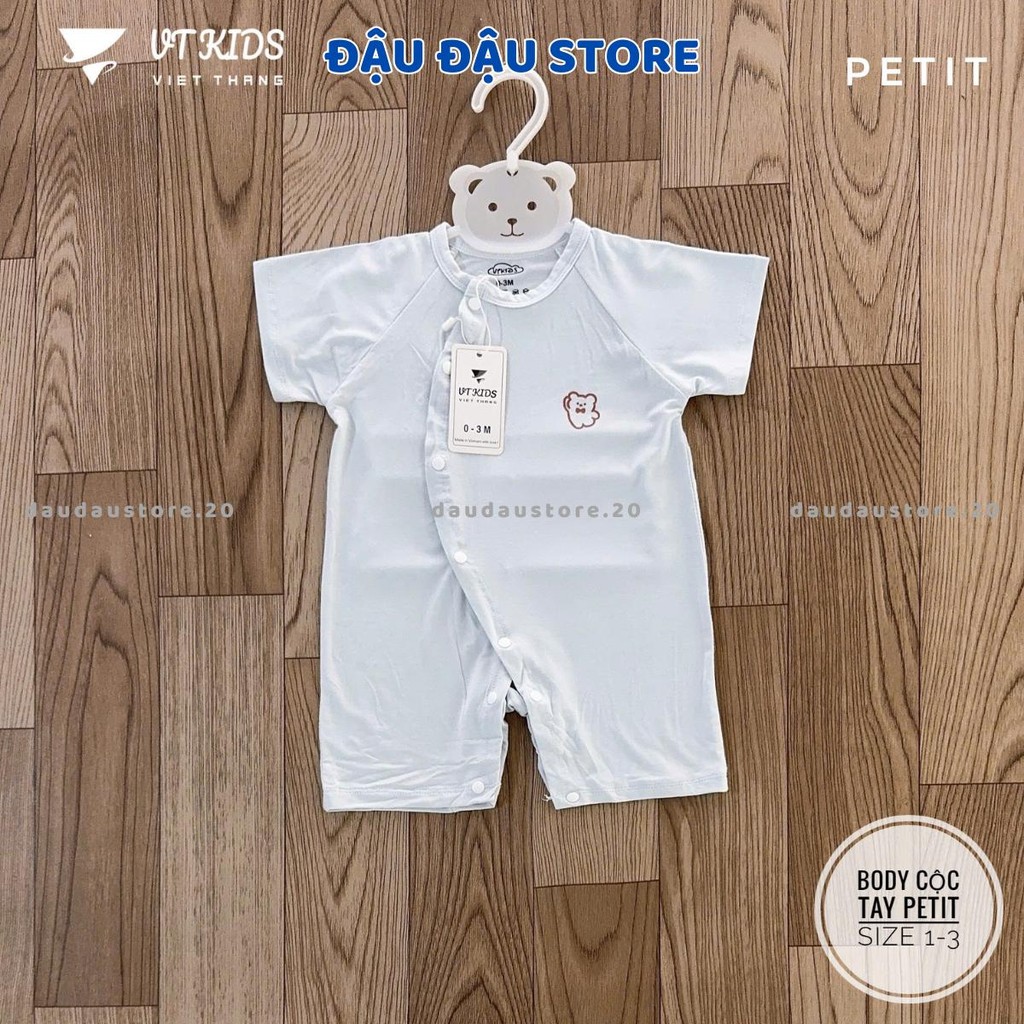 Set 2/3 Body Cộc Tay Thun Petit Màu VT Cúc Bấm Vạt Chéo Sơ Sinh mềm mịn cho bé trai bé gái 3-9kg VT-BDC07 Đậu Đậu Store