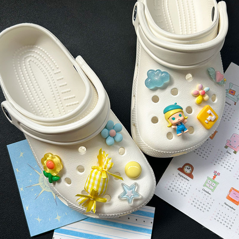 POP MART molly Phụ Kiện Giày DIY Trong Suốt, Trang Trí Giày Thích Hợp Cho CROCS, Có Thể Tháo Rời, Phong Cách Ins