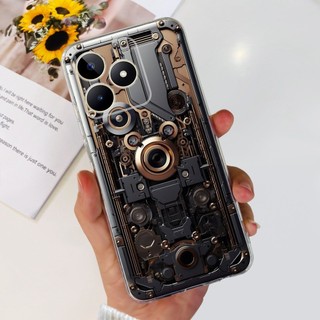 Dành Cho Realme Note 50 2024 Vỏ Họa Tiết Phong Cách Kim Loại Rồng Thời Trang Realme Note50 4G RMX3834 Vỏ Điện Thoại TPU Silicon Mềm