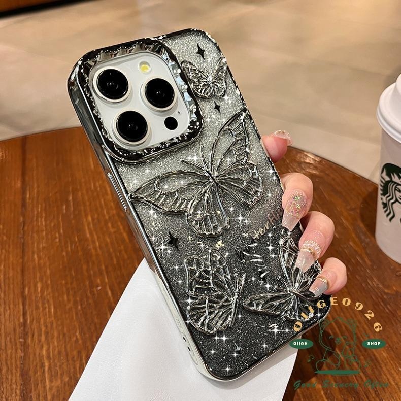 Mạ 3D Bướm Lấp Lánh Vỏ Điện Thoại Lỏng iphone15 Pro Max 14 13 12 11 Vỏ Cho iPhone Vỏ TPU Silicon Mềm Vỏ Chống Sốc