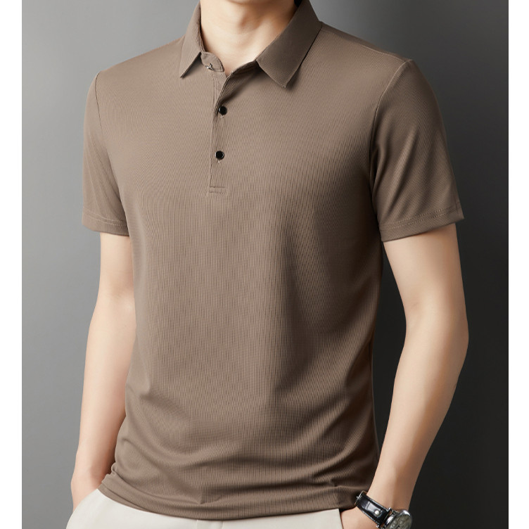 Mới Áo Sơ Mi Polo Nam Đẹp Trai Công Sở Áo Sơ Mi Polo Tay Ngắn Ve Áo Cổ Áo Thun Thường Ngày