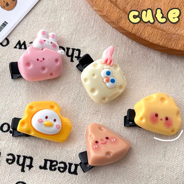 Kẹp Tóc Giả Hình Phô Mai Má Hồng Trái Tim Hoạt Hình Dễ Thương 1k y2k 0đ hàn quốc cho bé xinh cute #mini #set #nơ