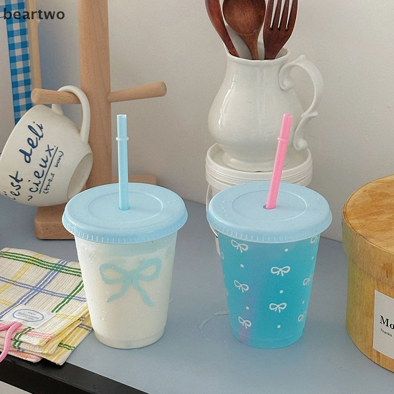 < Beartwo > Nơ Cốc Rơm Nhựa Nơ Dung Tích Lớn Di Động Gia Đình Du Lịch Trà Sữa Nơ Uống Lạnh Cà Phê Cốc Nước Đẹp