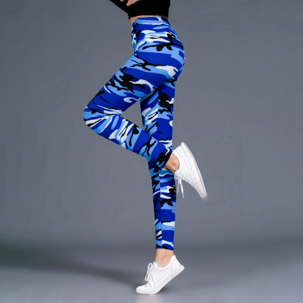 Codstore _ livecity Nữ Ngụy Trang In Kích Thước Lớn Eo Cao Co Giãn Quần Legging Mỏng Thứ Chín