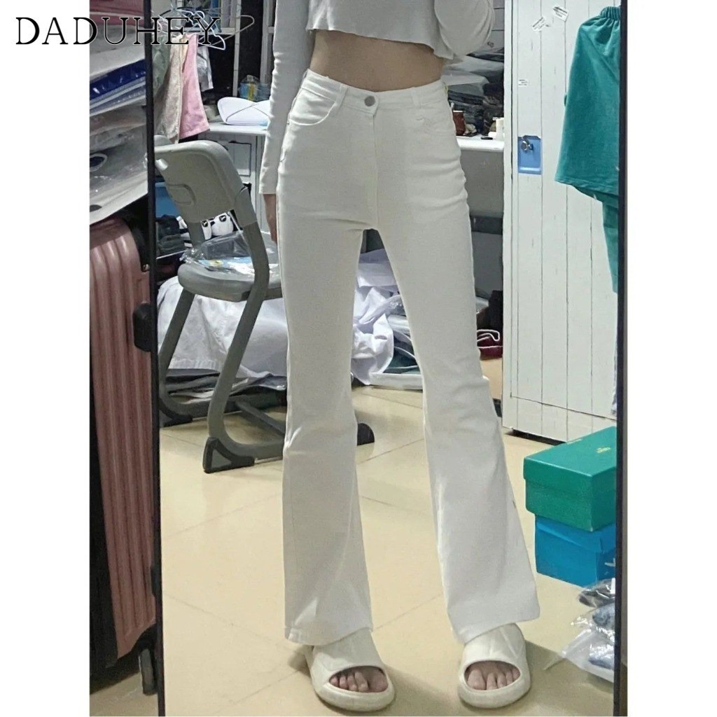 Ảnh DaDuHey New American Style Ins High Street Stretch Micro-flare Jeans Niche High Waist Wide Leg Pants Trousers 4