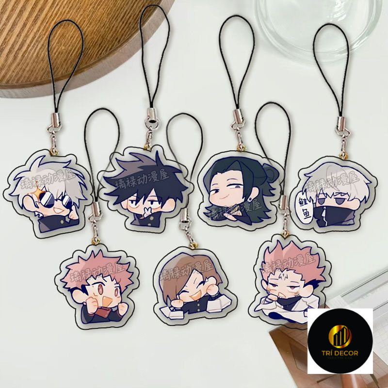 Móc dây treo điện thoại JUJUTSU KAISEN ver BIỂU CẢM in hình CHÚ THUẬT HỒI CHIẾN anime chibi mica acrylic móc khóa