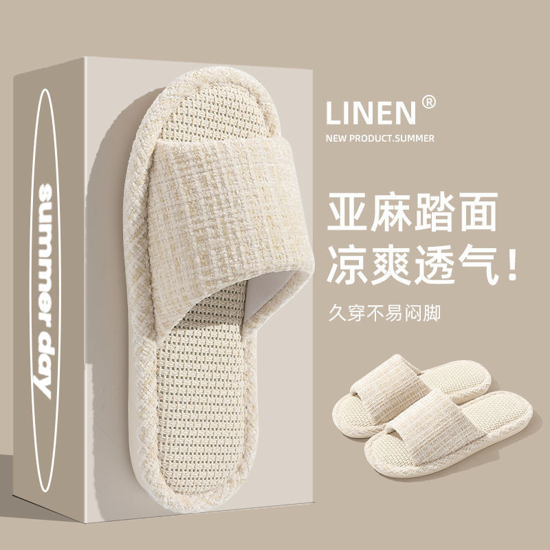Dép lê vải lanh kiểu Nhật bốn mùa chống trơn trượt chống mùi hôi trong nhà mùa hè thoáng khí cho nữ dép nam