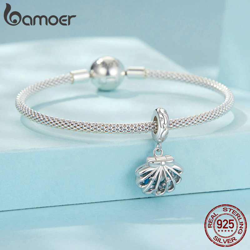 Phụ kiện mặt dây chuyền thiết kế vỏ quyến rũ Bamoer 925 Sterling Sliver cho vòng tay