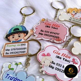 Móc khoá thương hiệu, in bảng tên treo balo cho bé ngộ nghĩnh dể thương AC.GIFT