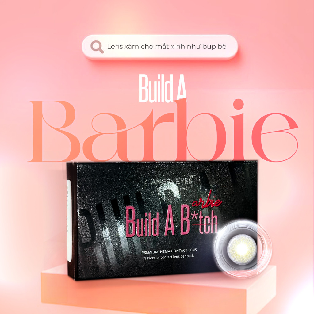 Lens cận xám tây Build A Barbie, Kính áp tròng màu tự nhiên, có độ cận 0-8, đường kính nhỏ 13.3mm