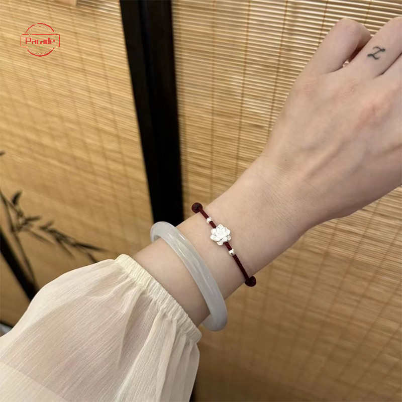 Diễu Hành Phong Cách Trung Hoa Tay Sen May Mắn Lắc Tay Dành Cho Nữ Đơn Giản Tinh Tế Có Thể Điều Chỉnh Vòng Tay Trang Sức Phụ Kiện Quà Tặng VN