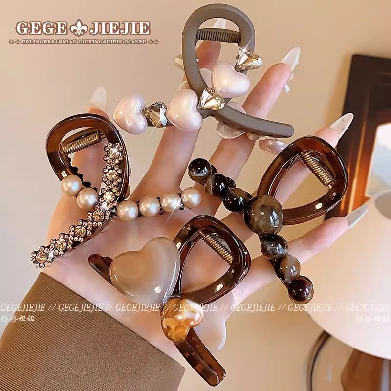 GUSIRI Màu Cà Phê Nhỏ Lấy Kẹp 2026 Phong Cách Mới Cao Cấp Nữ Tóc